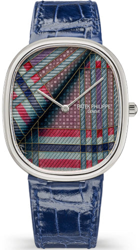 Patek Philippe Golden Ellipse White Gold / Blue Tartan - 5738/50G-045