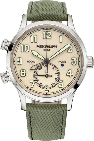Patek Philippe Complications Calatrava Pilot Travel Time Ivory Dial 42 mm - 5524G-010