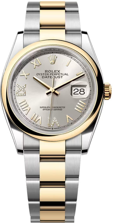 Rolex Datejust 36 Oystersteel And Yellow Gold Silver Diamond-Set Dial Oyster Bracelet - 126203