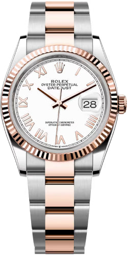 Rolex Datejust 36 Oystersteel Everose Gold White Dial Oyster Bracelet - 126231