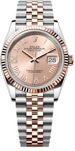 Rolex Datejust 36 Oystersteel Everose Gold Rosé-Colour Set With Diamonds Jubilee Bracelet - 126231
