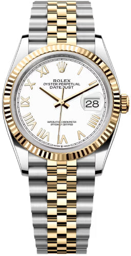 Rolex Datejust 36 Oystersteel And Yellow Gold White Roman Dial Jubilee Bracelet - 126233