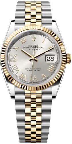 Rolex Datejust 36 Oystersteel And Yellow Gold Silver Diamond-Set Dial Jubilee Bracelet - 126233