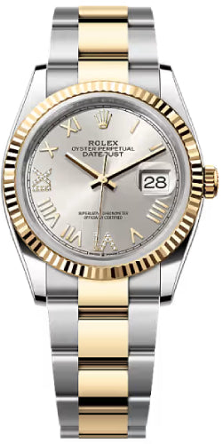 Rolex Datejust 36 Oystersteel And Yellow Gold Silver Diamond-Set Dial Oyster Bracelet - 126233