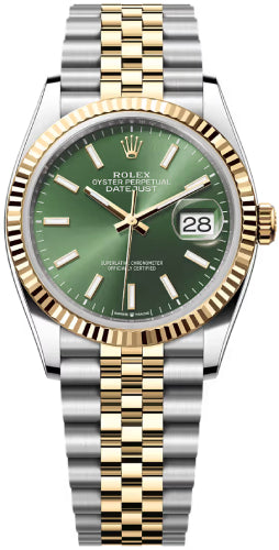 Rolex Datejust 36 Oystersteel And Yellow Gold Olive Green Dial Jubilee Bracelet - 126233