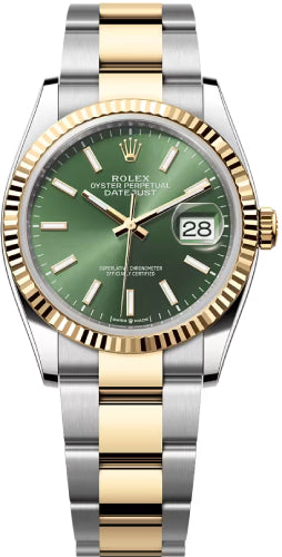 Rolex Datejust 36 Oystersteel And Yellow Gold Olive Green Dial Oyster Bracelet - 126233