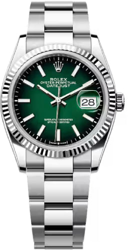 Rolex Datejust 36 Oystersteel White Gold Green Ombré Dial Oyster Bracelet - 126234