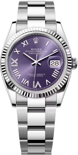 Rolex Datejust 36 Oystersteel White Gold Aubergine Diamond Set Dial Oyster Bracelet - 126234