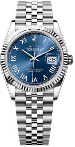 Rolex Datejust 36 Oystersteel White Gold Bright Blue Dial Jublee Bracelet - 126234