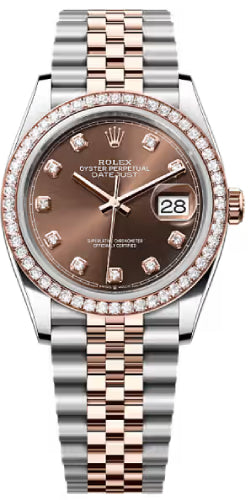 Rolex Datejust 36 Oystersteel Everose Gold Chocolate Diamond Set Dial Jubilee Bracelet - 126281Rbr