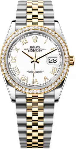 Rolex Datejust 36 Oystersteel Yellow Gold And Diamond White Dial Jubilee Bracelet - 126283Rbr