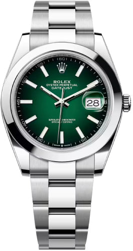 Rolex Datejust 41 Oystersteel Green Ombré Dial Smooth Bezel Oyster Bracelet - 126300