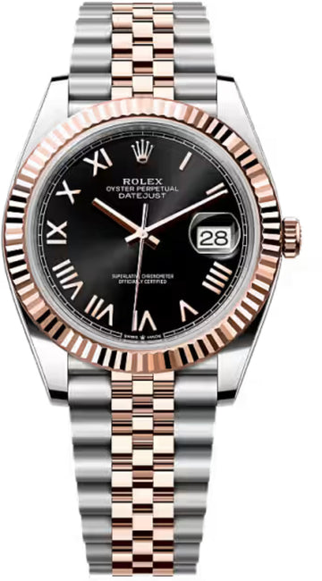 Rolex Datejust 41 Oystersteel Everose Gold Bright Black Dial Jubilee Bracelet - 126331
