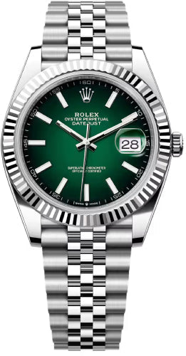 Rolex Datejust 41 Mm Oystersteel And White Gold Green Ombré Dial Jubilee Bracelet - 126334