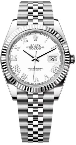 Rolex Datejust 41 Mm Oystersteel And White Gold & White Roman Dial Jubilee Bracelet - 126334